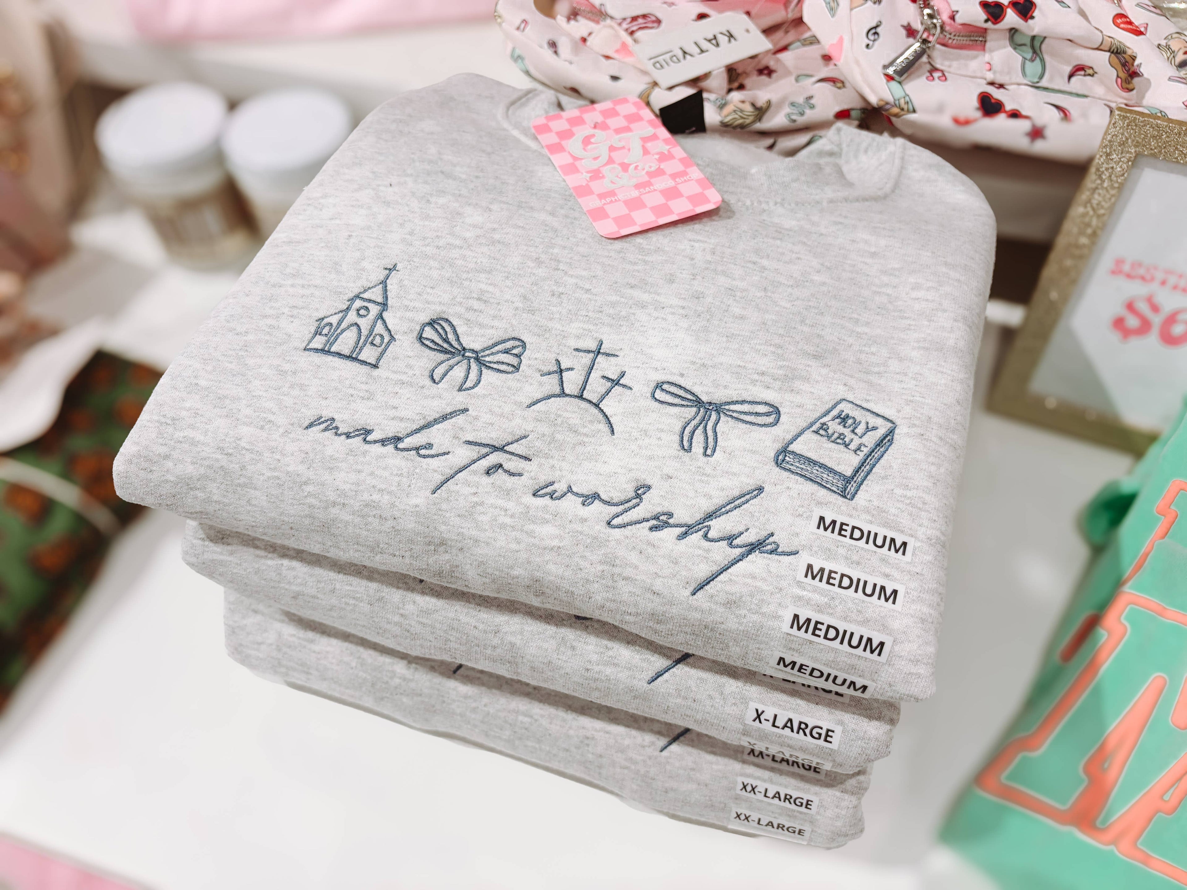 Made To Worship Embroidered Crewneck | Church Sweatshirt: XL (Copy)
