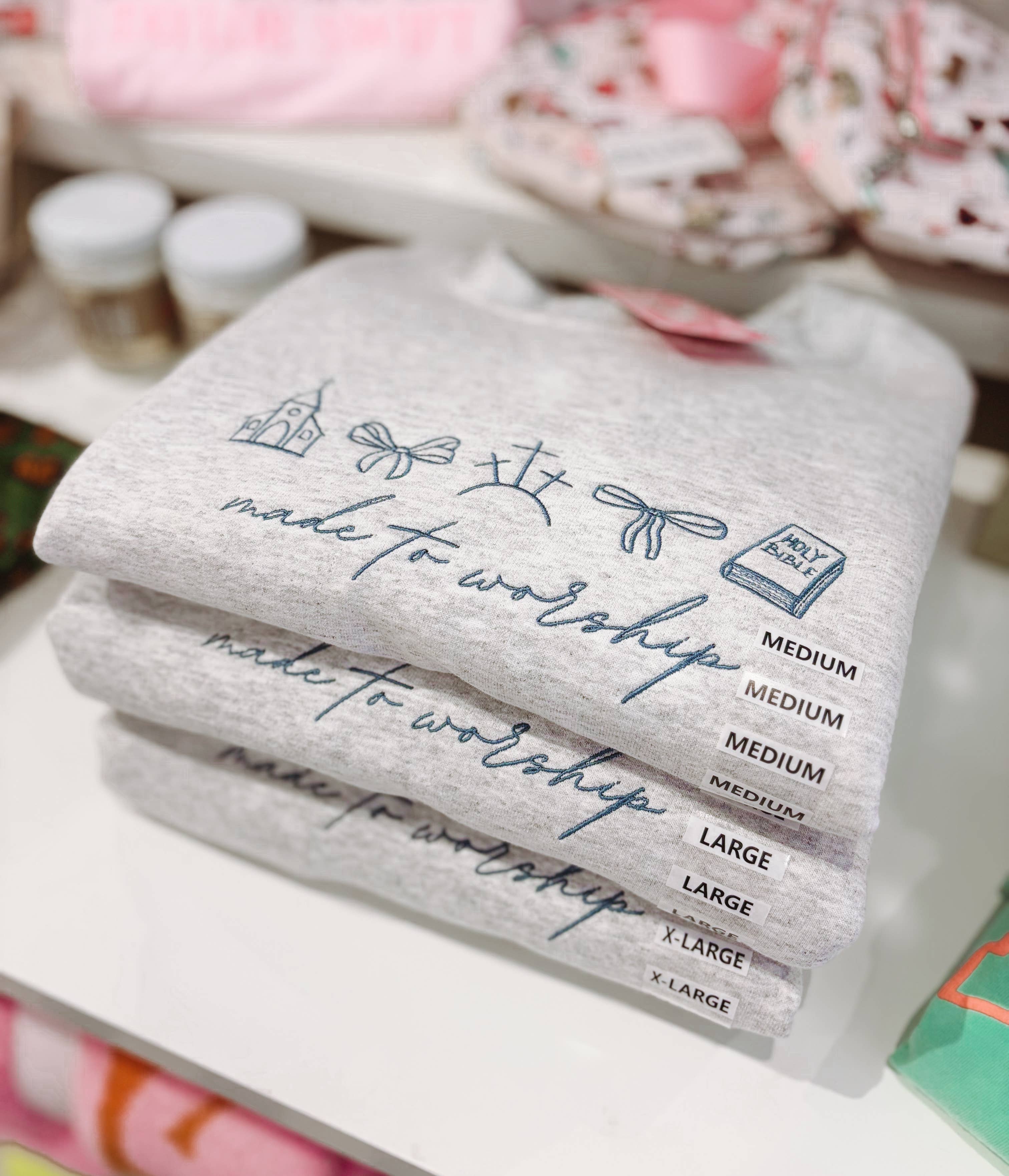 Made To Worship Embroidered Crewneck | Church Sweatshirt: XL (Copy)