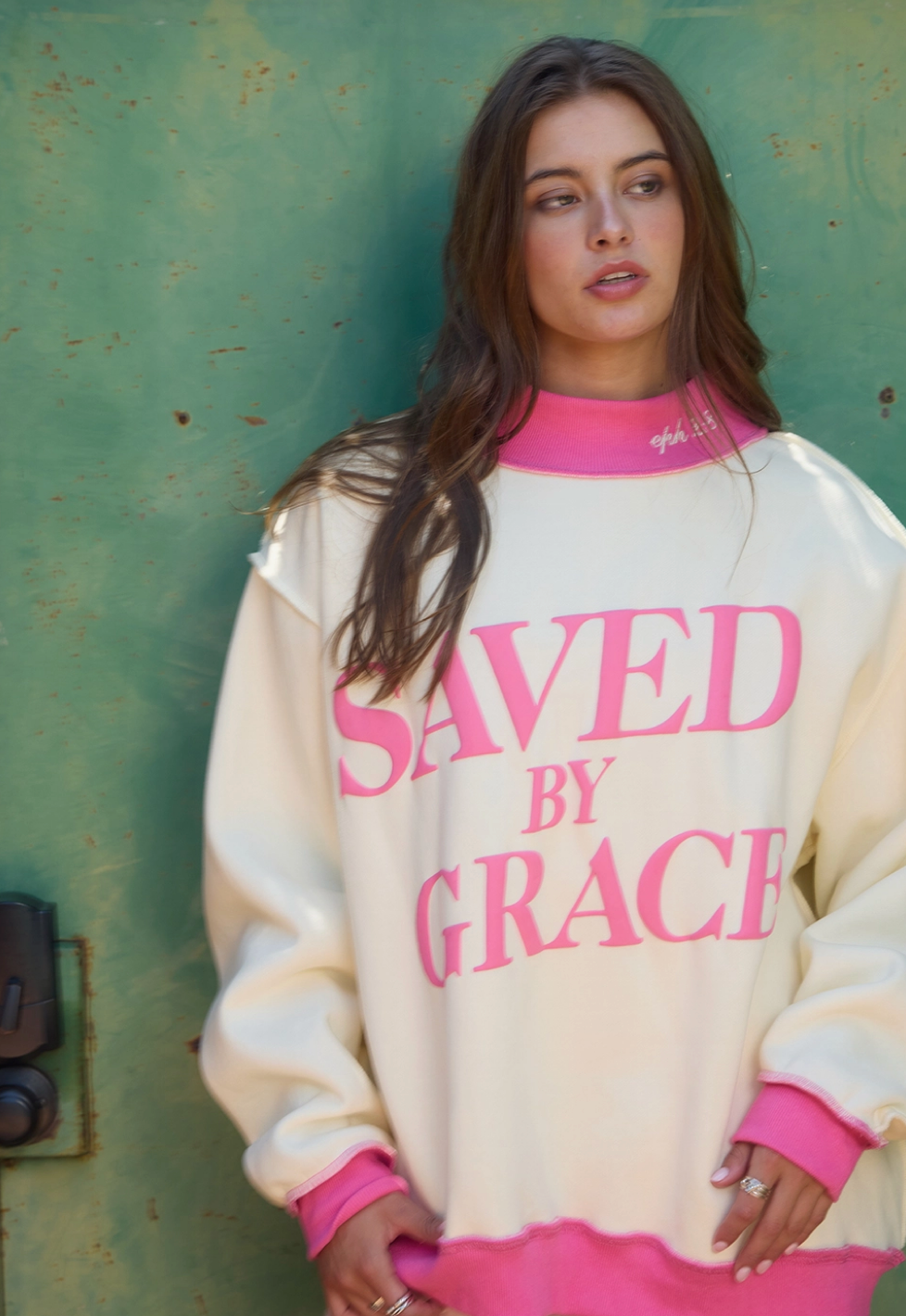 Saved By Grace Puff Print Sweatshirt