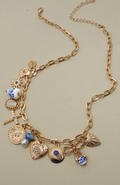 Porcelain Heart & Cross Multi-Charm Necklace