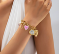Vintage Pink Polka Dot Charm Watch Bracelet