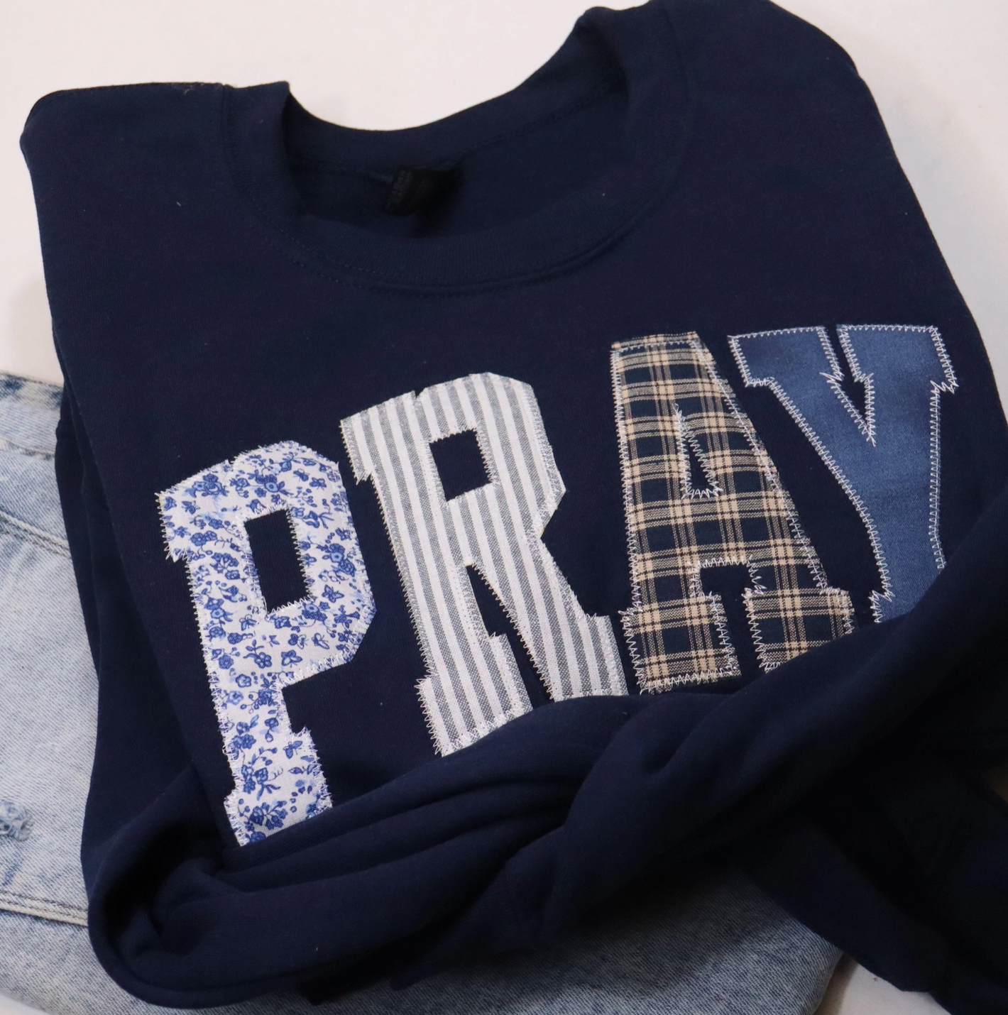 Navy Pray Christian Faith Sweatshirt