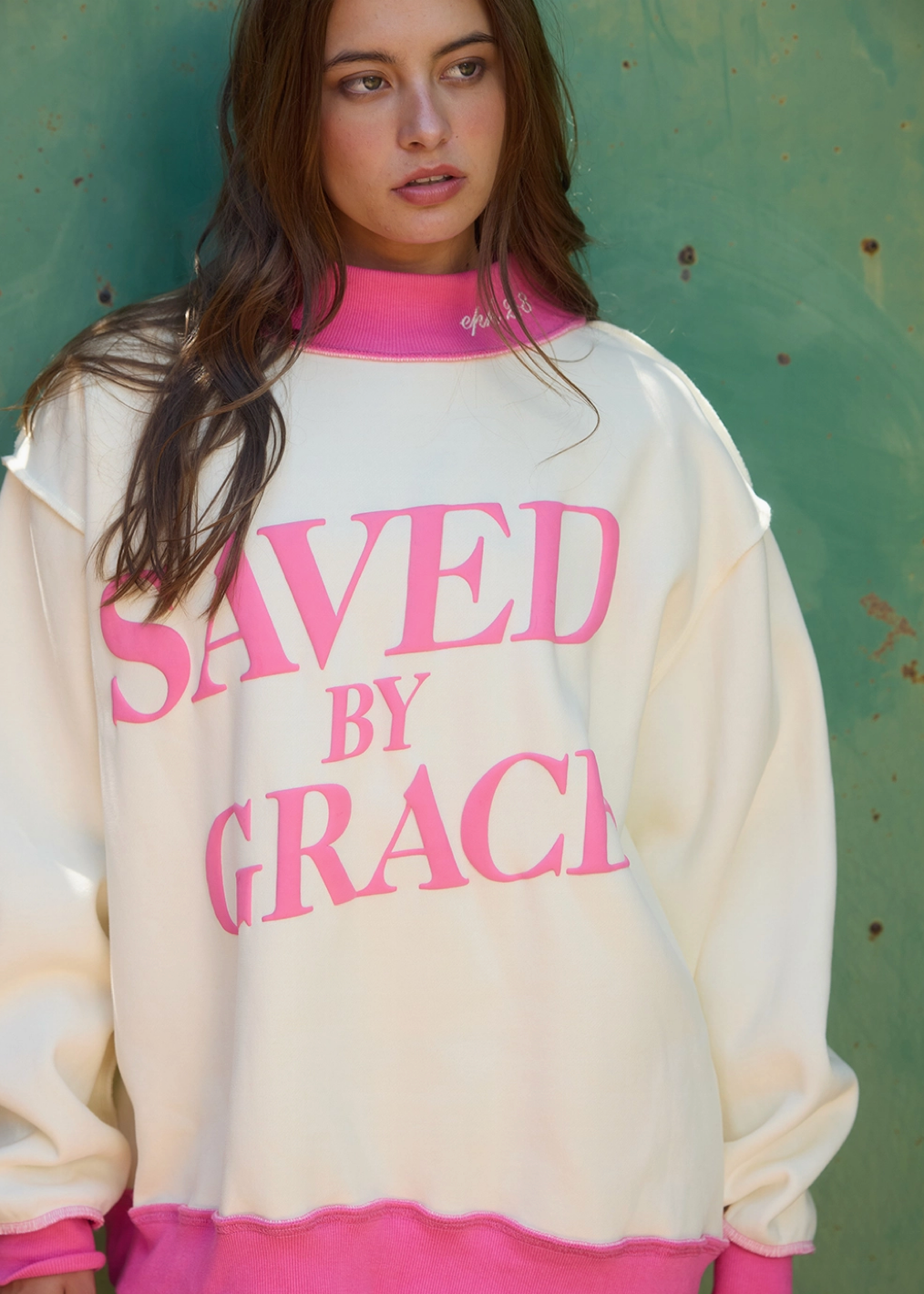 Saved By Grace Puff Print Sweatshirt