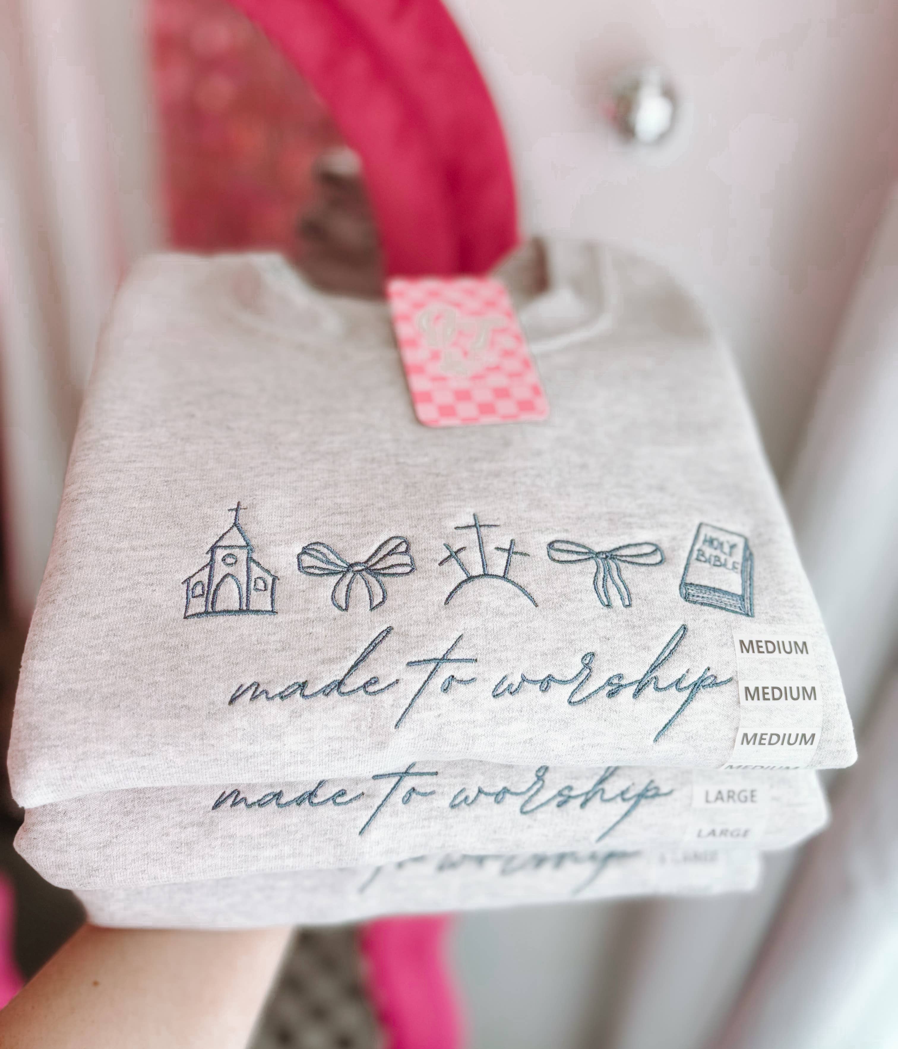 Made To Worship Embroidered Crewneck | Church Sweatshirt: XL (Copy)